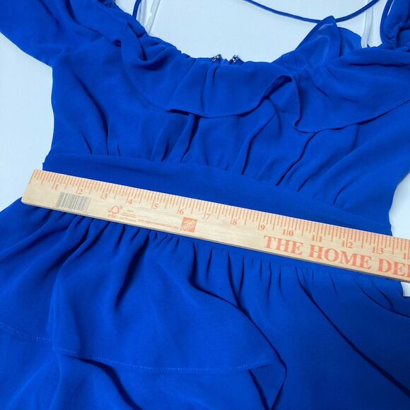 REVOLVE Lovers + Friends Royal Blue Off-Shoulder Vittori Mini Dress Small - Picture 9 of 10